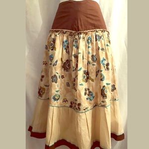 Lady M Brown Floral Skirt size 10 EUR size 40